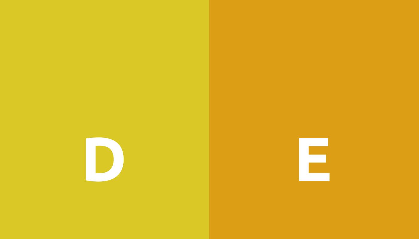 An image displaying the energy efficiency ratings D and E, represented by yellow for D and orange for E, indicating mid-range to below-average energy efficiency levels.