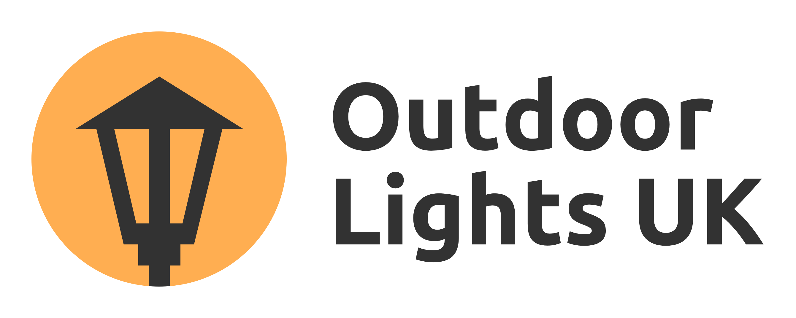 Logo featuring a minimalist white street lamp icon within a warm yellow circle, accompanied by the text “Outdoor Lights UK” in dark yellow, conveying simplicity and a focus on outdoor lighting solutions.