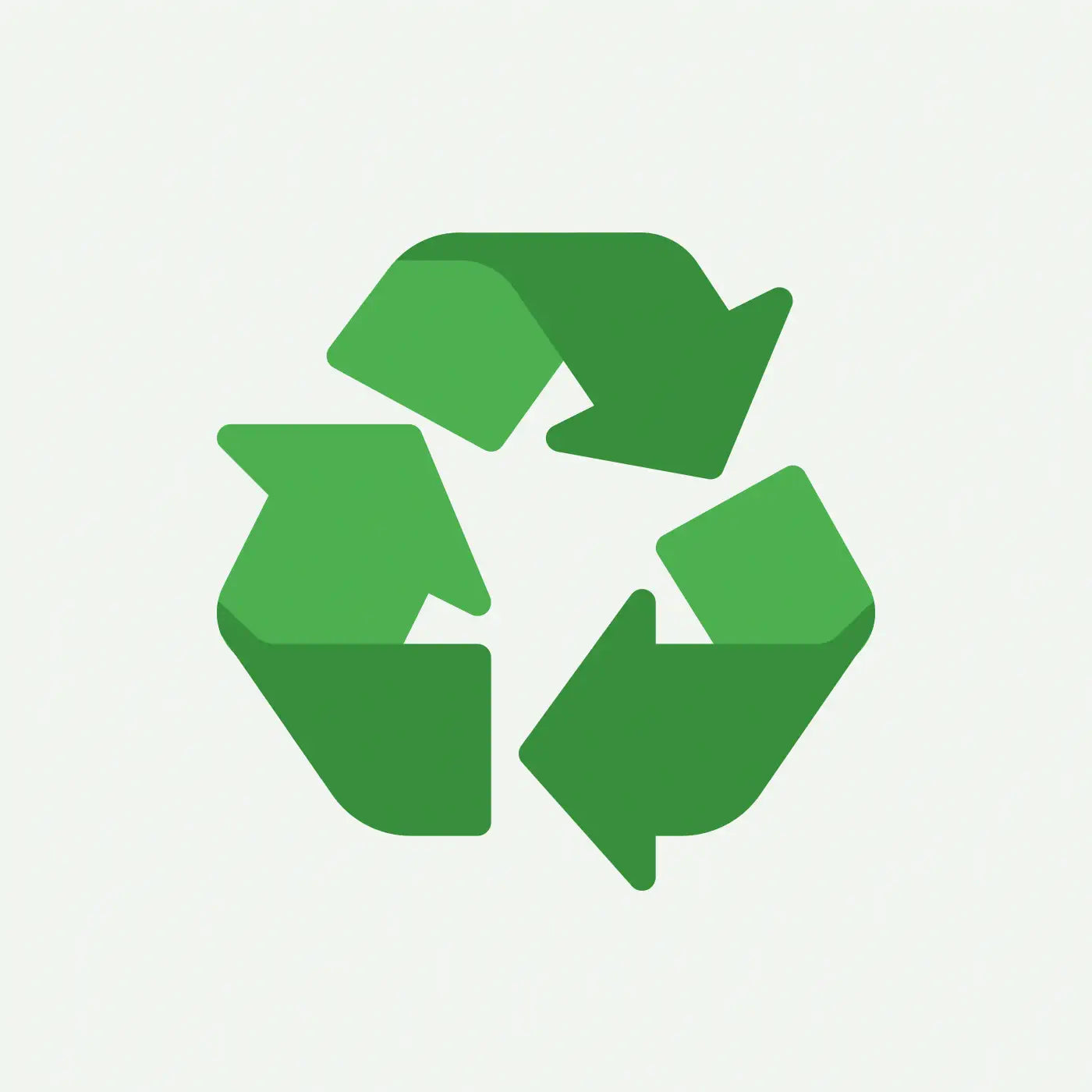 A green recycling logo with three arrows forming a triangle, displayed on a light green background with a clean, minimalistic design.