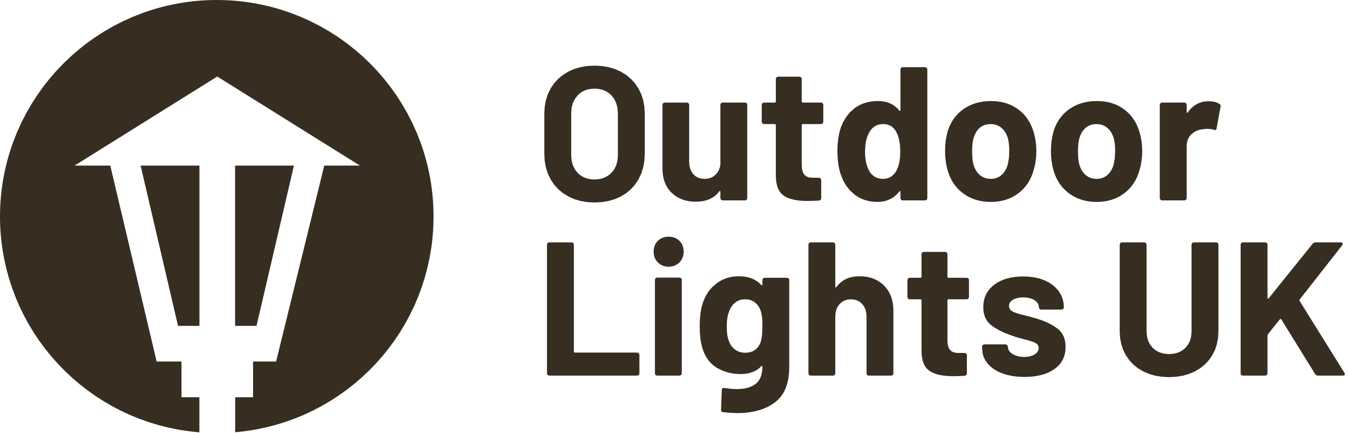 Logo of Outdoor Lights UK featuring a lantern icon inside a circle next to the company name in bold text.